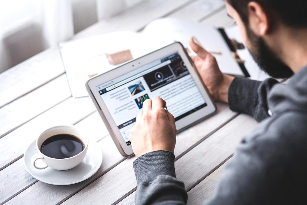 Futuristic digital blog workspace with technology elements